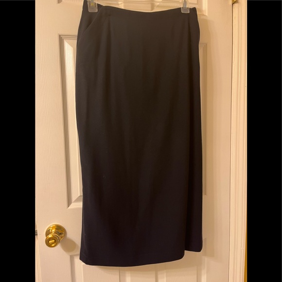 SOLD - On another Platform! LRL Wool Maxi Pencil Navy Blue Vintage Skirt - Picture 3 of 10